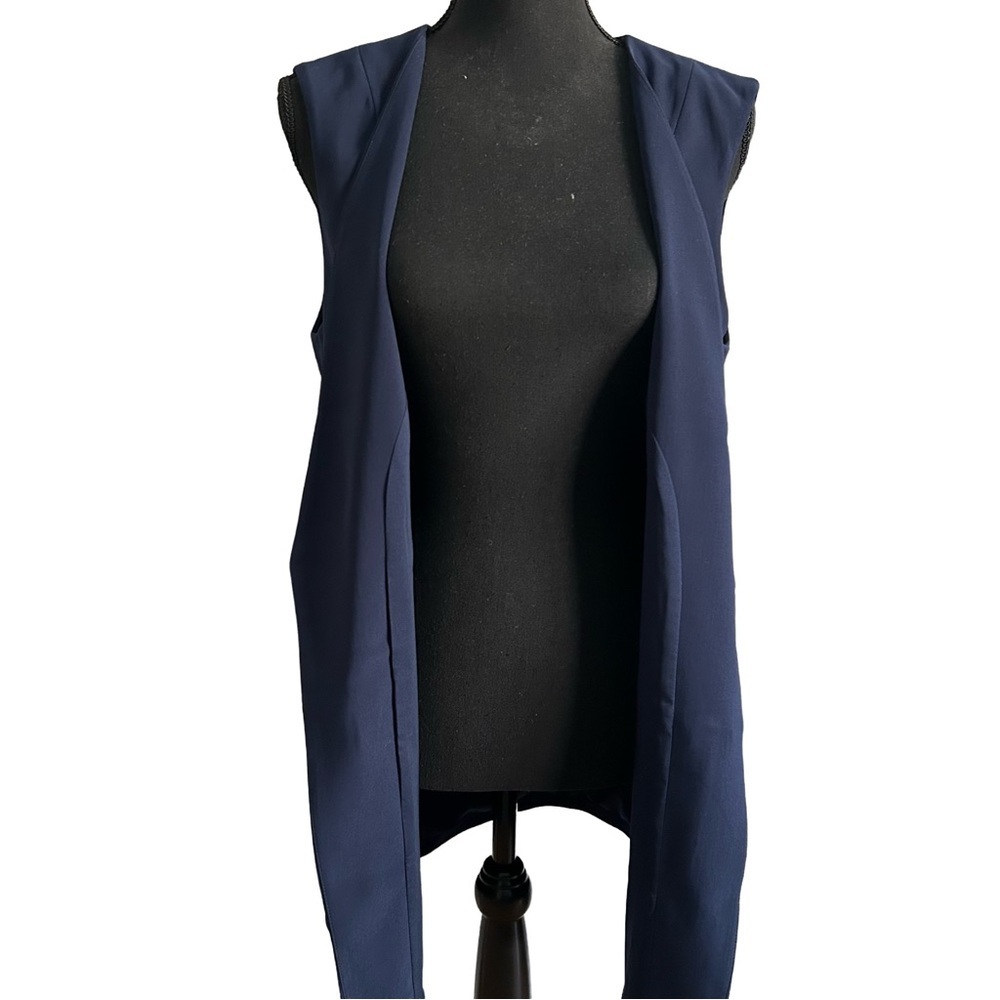 White House Black Market Navy Sleeveless Open Front Vest